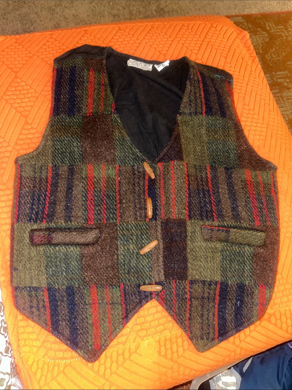 Wool Patchwork Vest with Earthy Stripes